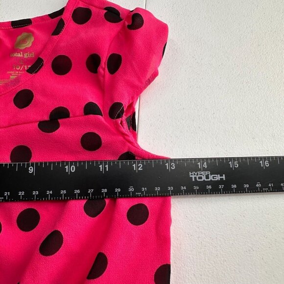 Total Girl Pink Black Polka Dot Dress L 10/12 Kids Girls Sleeveless Keyhole Back - Picture 3 of 7
